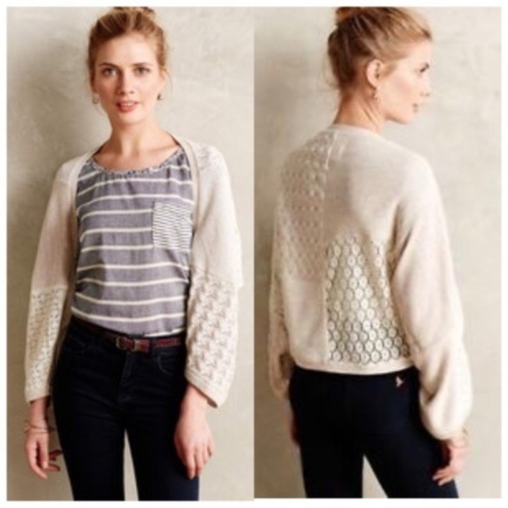 Anthropologie Angel of the North Patch Lace Shrug